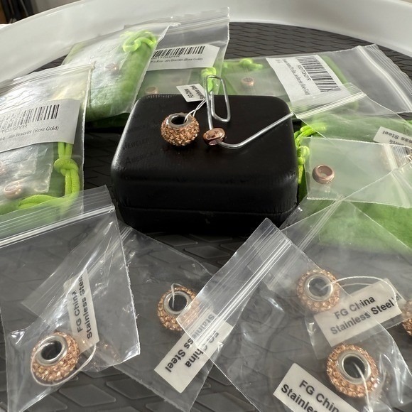 Stainless Steel Spacer Charms Crystal Beads Rose Gold - Picture 6 of 16